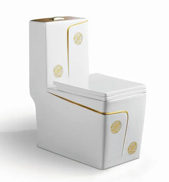 Black Gold Bathroom Ceramic Washdown One Piece Wc P-Trap/S-Trap Color Toilet