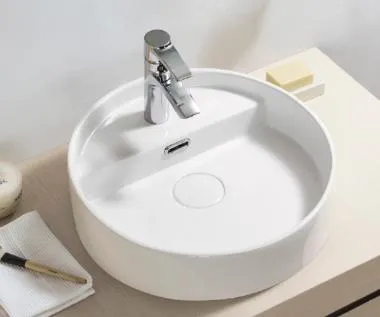 Art Design Solid Surface Bathroom Pedestal Wash Basin Art Sink