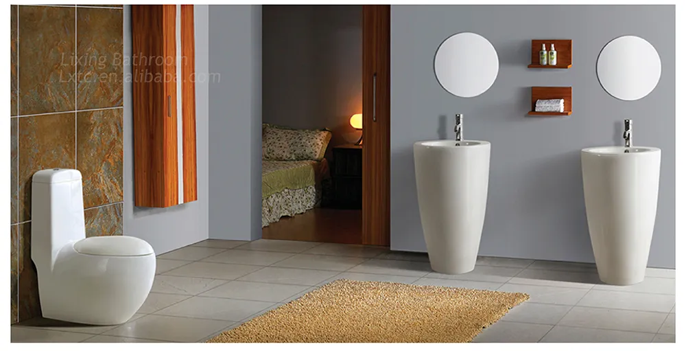 Art Design Solid Surface Bathroom Pedestal Wash Basin Art Sink