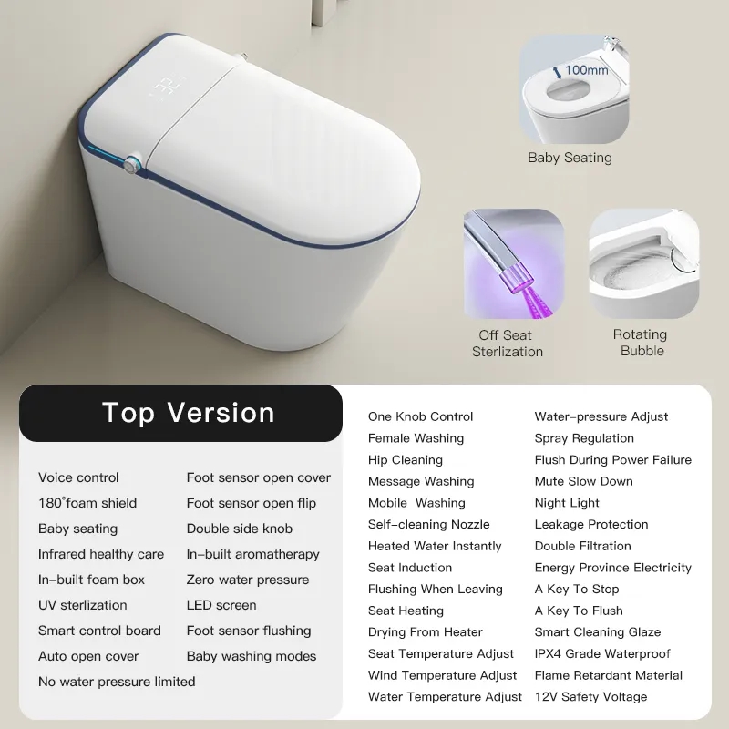 Modern Bathroom Smart Toilet Automatic Flush Electronic Sensor Toilet