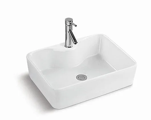 White Sanitary Ware Domestic Wash Basin for Hotel Rectangular Ceramic Art Basin