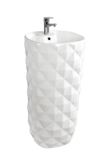 Freestanding Hand Wash Basin Solid Surface Artificial Stone Bathroom Sink Pedestal Basin