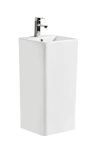 Bathroom One Piece Hand Wash Sink Ceramic Basin with Pedestal