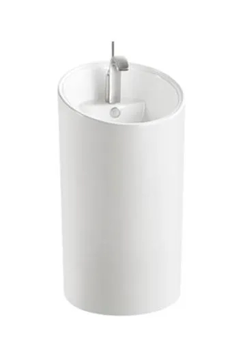 Pedestal Sanitary Ware Acrylic Resin Stone Solid Surface Round Wash Basin