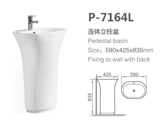Sanitary Ware White Freestanding Basin Resin Stone Pedestal Basins