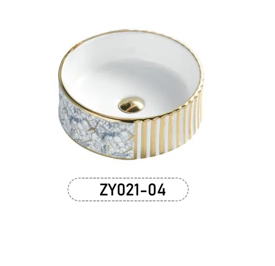 Counter Top Sink Cheap Bathroom Sanitary Ware Sliver Gold Ceramic Basin