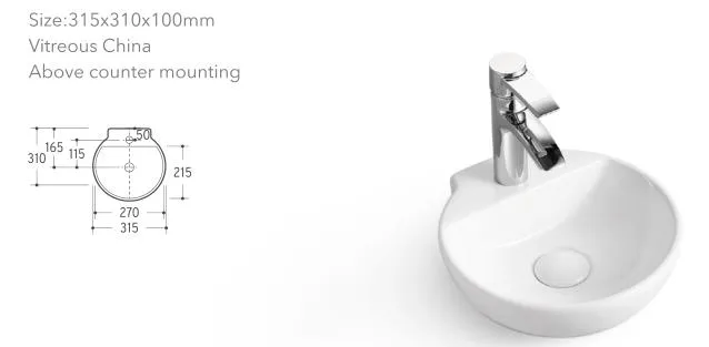 New Design Eco-Friendly Bathroom Wash Basin Sink Ceramic Undermount Wash Sink Basin
