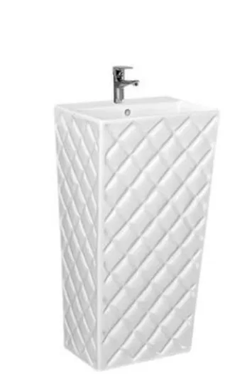 Freestanding Hand Wash Basin Solid Surface Artificial Stone Bathroom Sink Pedestal Basin