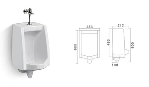 Chaozhou Wholesale Square Ceramic White Wall Hung Urinal Bow
