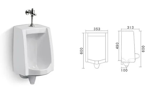 Chaozhou Wholesale Square Ceramic White Wall Hung Urinal Bow