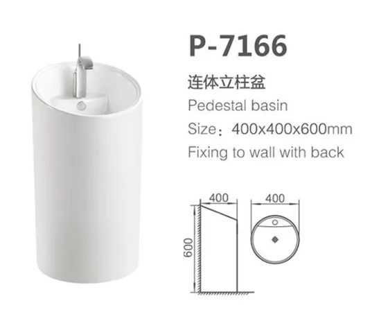 Pedestal Sanitary Ware Acrylic Resin Stone Solid Surface Round Wash Basin