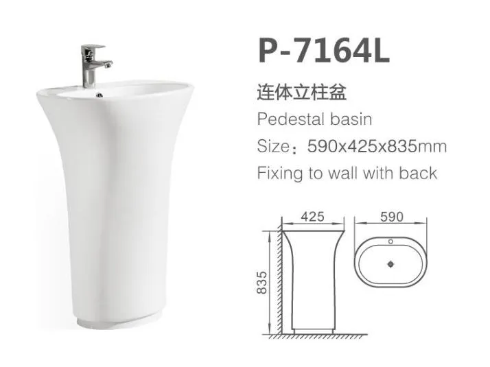 Sanitary Ware White Freestanding Basin Resin Stone Pedestal Basins