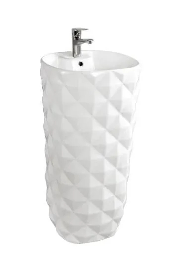 Fantastic Warm Touch Artificial Stone Pedestal Basin Cubic Shap Bathroom Basin