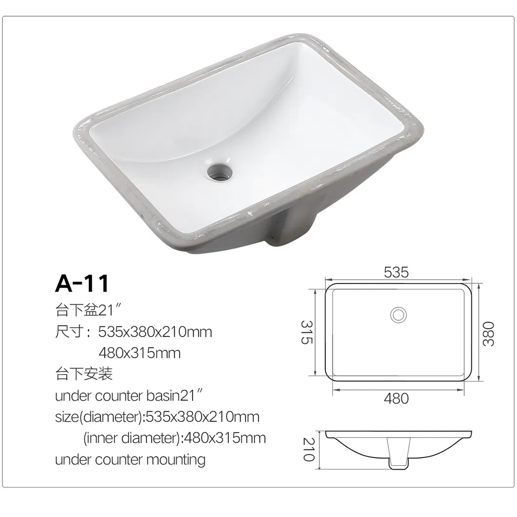 Bathroom Supplier Export Ceramic White Under Mounting Basin Sink