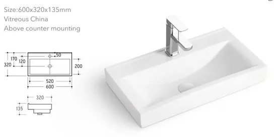 Glossy White Porcelain Bathroom Furniture Ceramic Sink China Factory Wash Basin