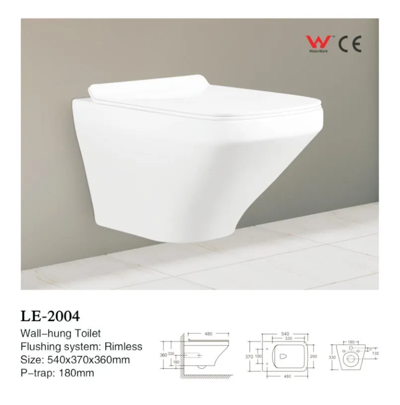 Chinese Wholesale Watermark Latest Design Wc Wall Hung Toilet with Bidet