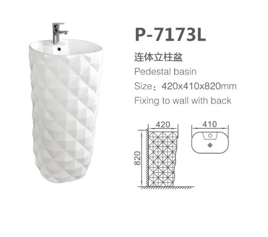 Fantastic Warm Touch Artificial Stone Pedestal Basin Cubic Shap Bathroom Basin