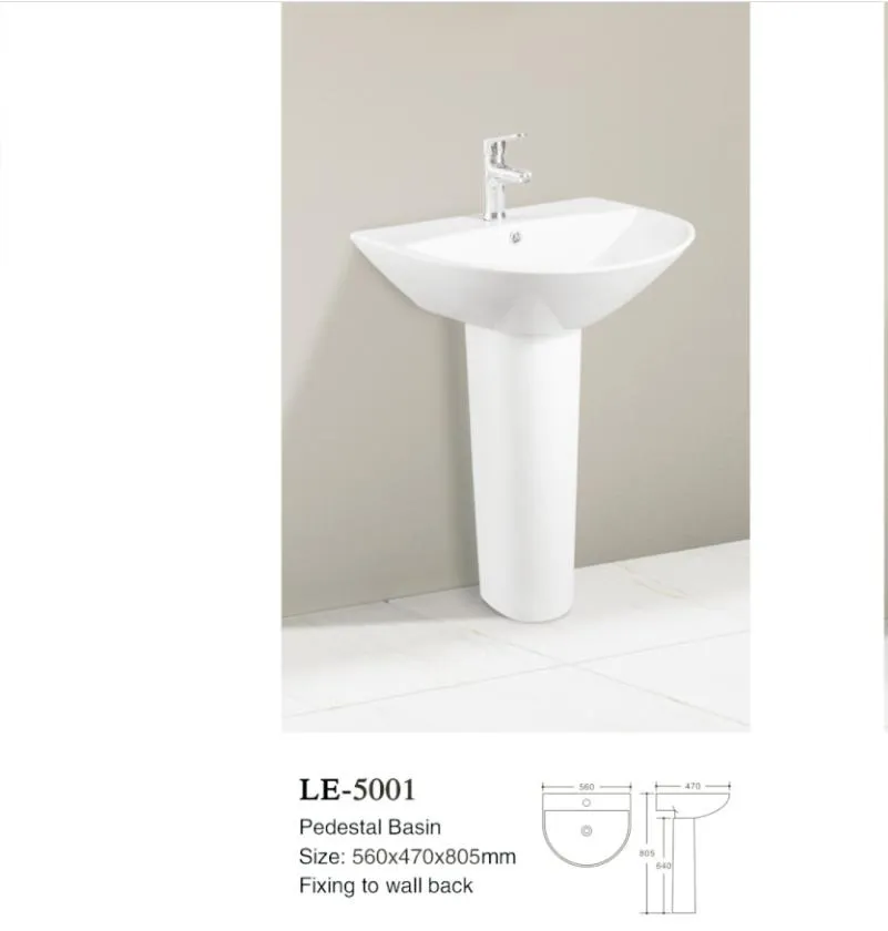 Chaozhou Factory Sanitary Ware Ceramic White Color Pedestal Basin