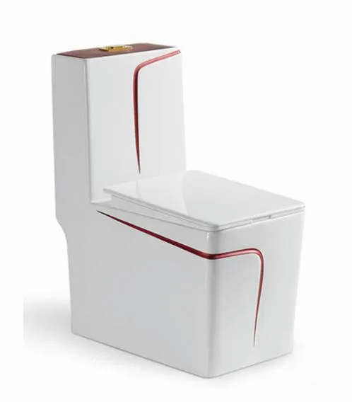Nice Design Sanitary Ware Ceramic One Piece Toilet Set with Colored Line
