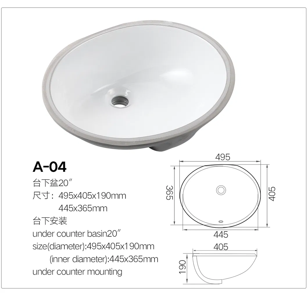 Compliant Ceramic Handicapped Lavatory Bathroom Cloakroom White Rectangle Under Mount Sink