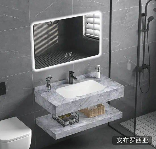 Bathroom Ceramic Washbasin with Bamboo Soft Close Base Cabinet