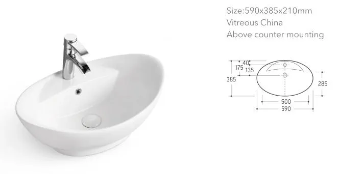 Square Ceramic Bathroom Wash Hand Basin with Faucet Art Basin
