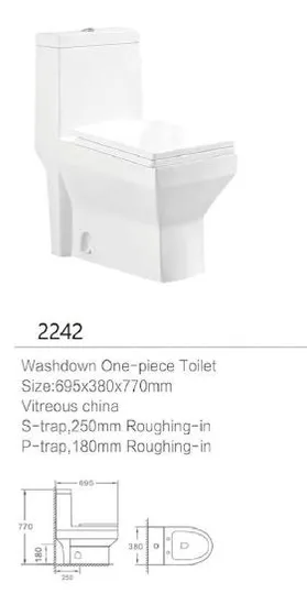 Black Gold Bathroom Ceramic Washdown One Piece Wc P-Trap/S-Trap Color Toilet