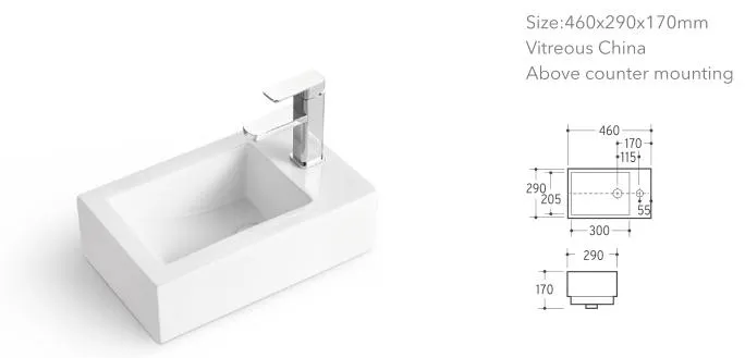 Good Quality Single Bowl Topmount Bathroom Wash Hand Sink Art Basin