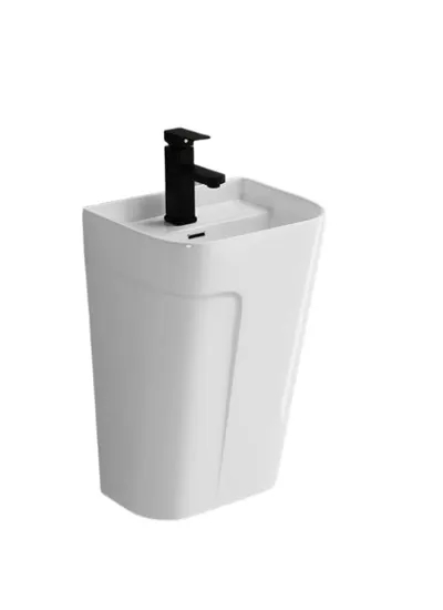 Popular Design Wall-Hung Half Pedestal Basin with Faucet