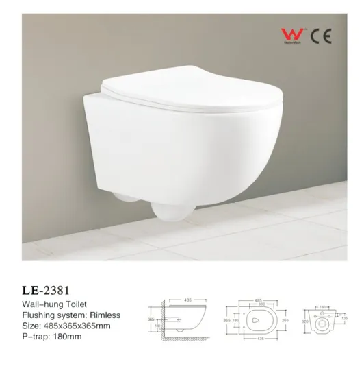 Custom Marble Wall Hung Toilet Bowl Ceramic Wc Toilet with Concealed Cistern