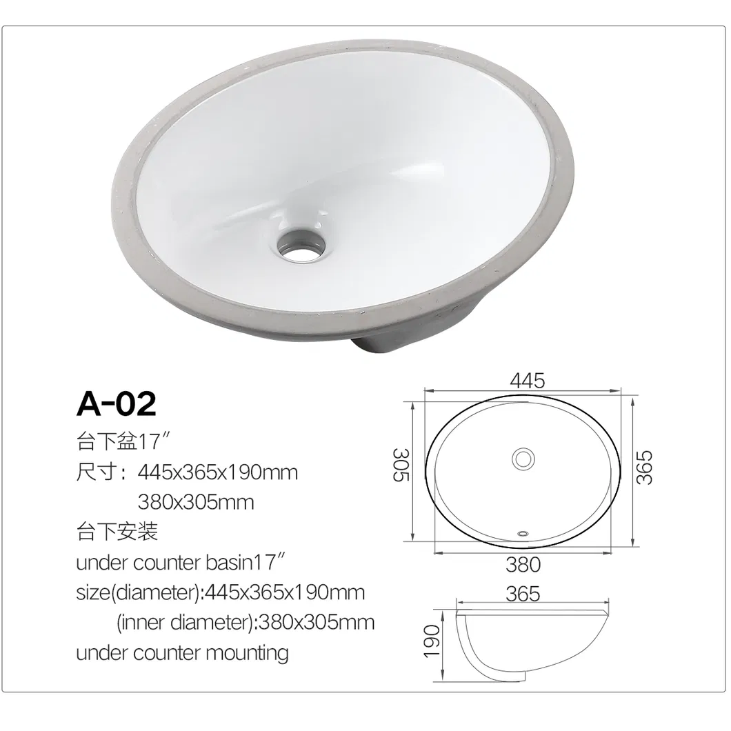 Oval Under Mount Bathroom Sink with Granite Vanity Top