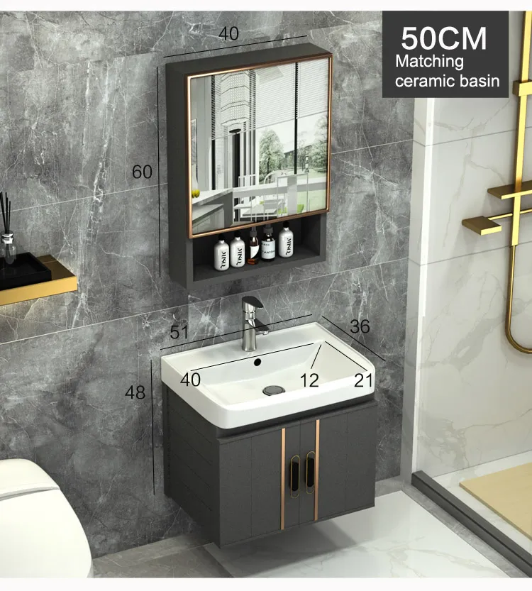 Bathroom Basin Mixer Ceramic Cabinet Basin with Mirror