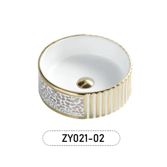 Counter Top Sink Cheap Bathroom Sanitary Ware Sliver Gold Ceramic Basin