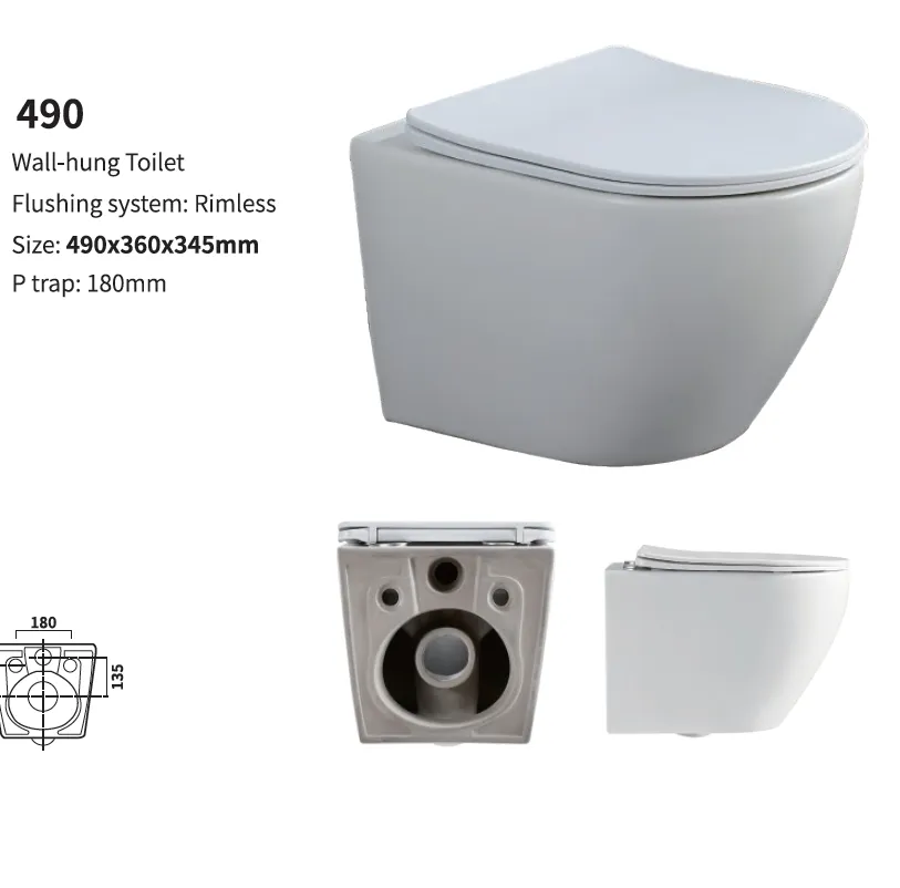Color Popular Wc Ceramica Wall Hung Mounted Toilet