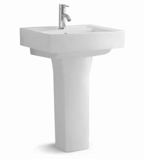 Solid Surface Easy Cleaning Ceramics Hand Face Wash Basin with Pedestal