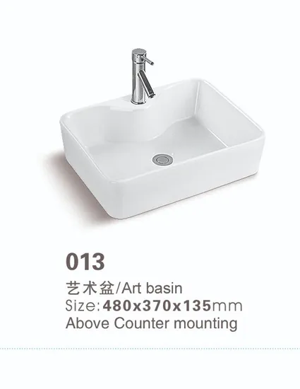 White Sanitary Ware Domestic Wash Basin for Hotel Rectangular Ceramic Art Basin