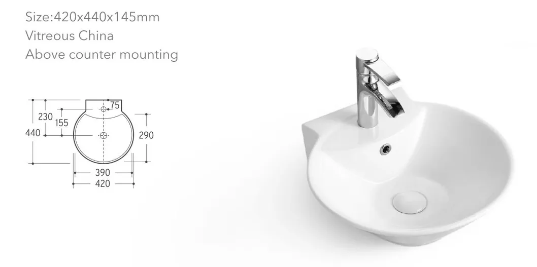 Modern Design Commercial Gold Plating Surface Rectangular Ceramic Wash Basin