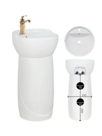 Modern Solid Surface Stone Bathroom Freestanding Wash Basin Pedestal Sink