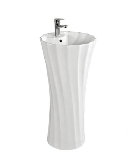 Freestanding Hand Wash Basin Solid Surface Artificial Stone Bathroom Sink Pedestal Basin