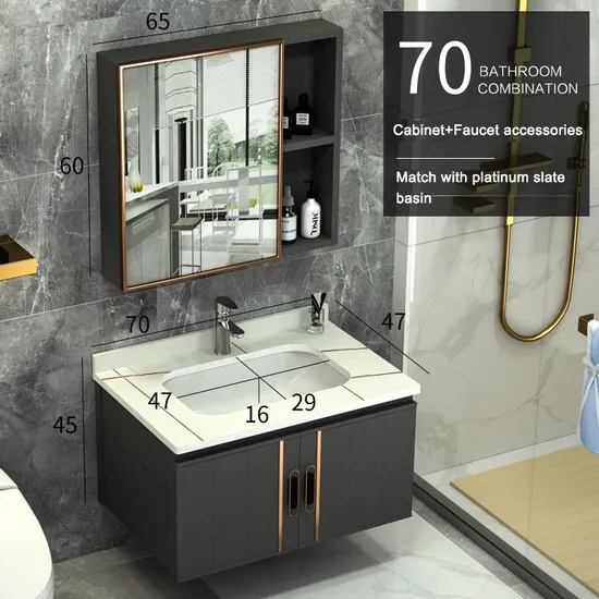 Bathroom Basin Mixer Ceramic Cabinet Basin with Mirror