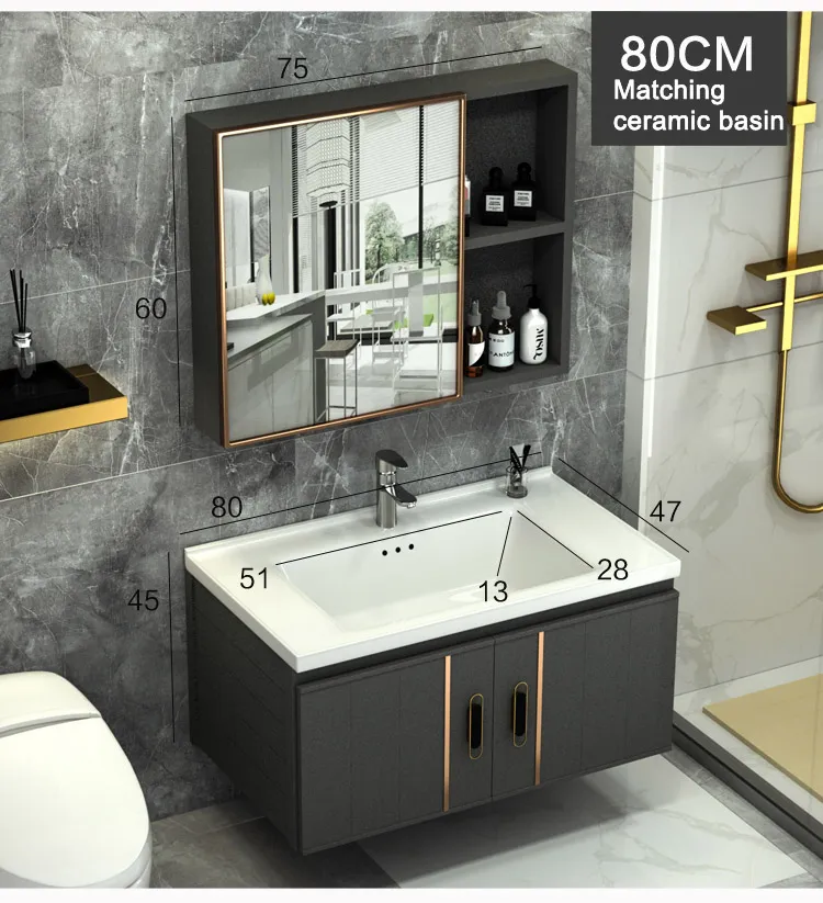 Bathroom Basin Mixer Ceramic Cabinet Basin with Mirror