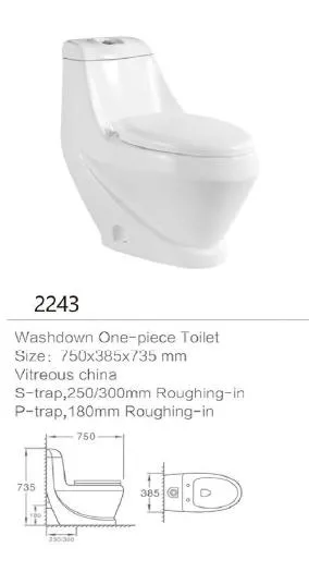 Black Gold Bathroom Ceramic Washdown One Piece Wc P-Trap/S-Trap Color Toilet