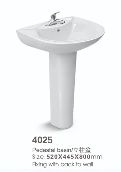 Modern Square Pedestal Washing Hand Basin for Bathroom