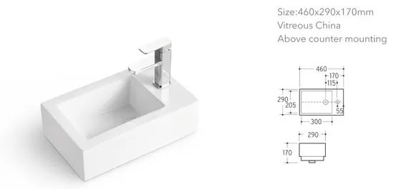 Good Quality Single Bowl Topmount Bathroom Wash Hand Sink Art Basin