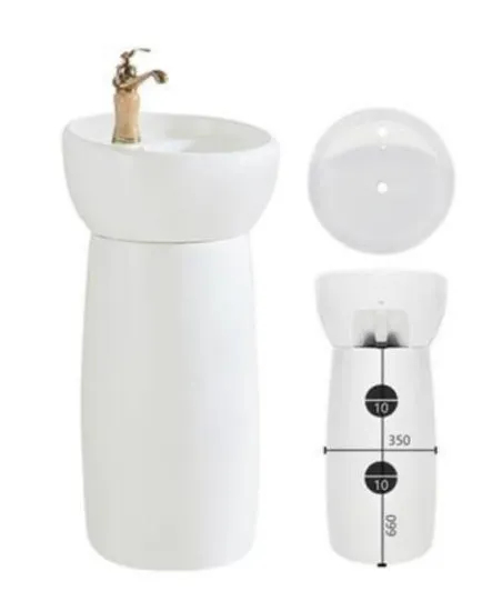 Floor Standing Artificial Marble Solid Surface Stone Pedestal Basin Freestanding Basin