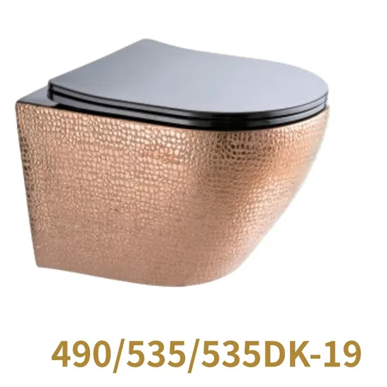 Luxury Gold Wall Hung Commode Floating Ceramic Wall Mounted Toilet