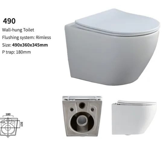 High Quality Wall Hung 180mm P-Trap Ceramic Toilet