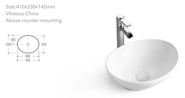 Popular Oval White Clear Ceramic Wash Hand Art Basin