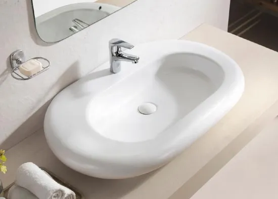 Art Design Solid Surface Bathroom Pedestal Wash Basin Art Sink