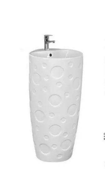 Freestanding Hand Wash Basin Solid Surface Artificial Stone Bathroom Sink Pedestal Basin